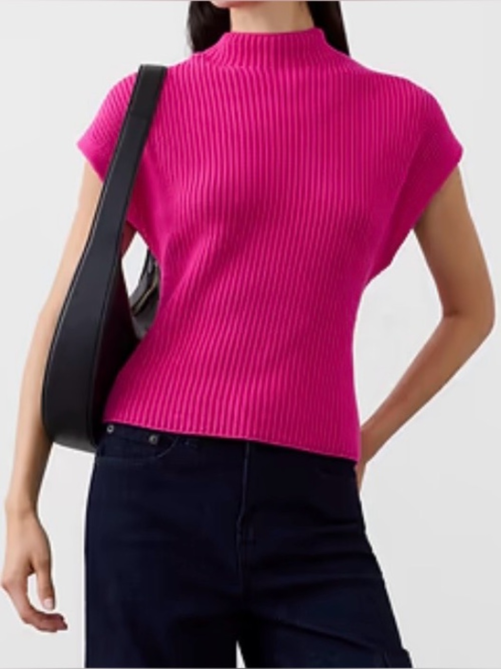 Banana Republic Hot Pink Ribbed Mock Neck Top